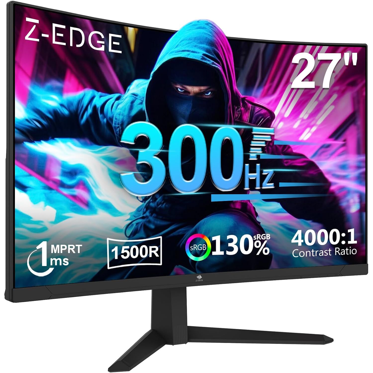 Z-Edge 27 Inch 300Hz 240Hz Curved Gaming Monitor 1ms VA 1500R HDMI DP Black